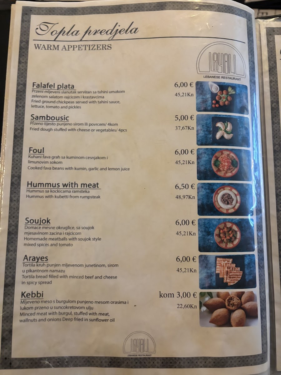 Layali Lebanese Restaurant Menu - Image 4